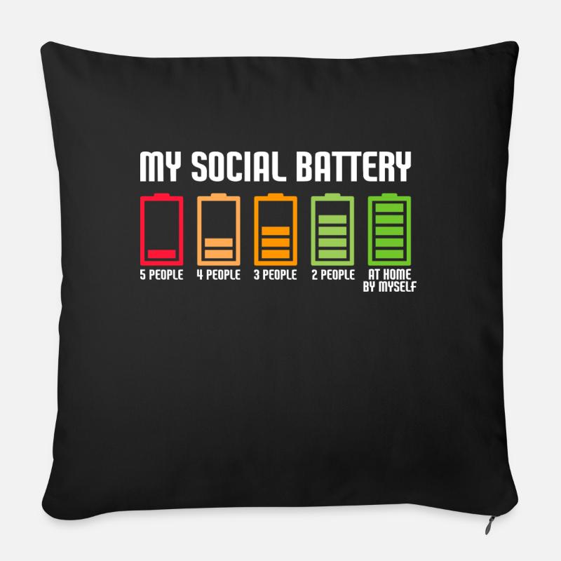 My Social Battery - Sofakissenbezug 45 x 45 cm - Schwarz