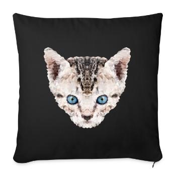 Polygonkatze, Hauskatze, blaue Augen - Sofakissenbezug 45 x 45 cm - Schwarz - Vorne