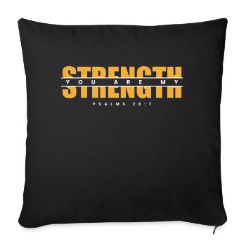 Tu es ma force - Vêtements chrétiens - Housse de coussin décorative 45 x 45 cm - noir - Devant