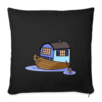 Navire Ahoi House Bateau à rames Bateau à aubes Marin - Housse de coussin décorative 45 x 45 cm - noir - Devant
