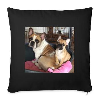 French Bulldog Mother and Son - Sofa pillowcase 17,3'' x 17,3'' (45 x 45 cm) - black - Front