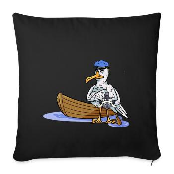 Ahoy Boat Seagull Seaman Maritime Captain Travel Anchor - Housse de coussin décorative 45 x 45 cm - noir - Devant