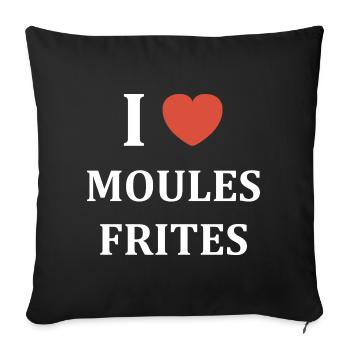i love moules frites - Housse de coussin décorative 45 x 45 cm - noir - Devant