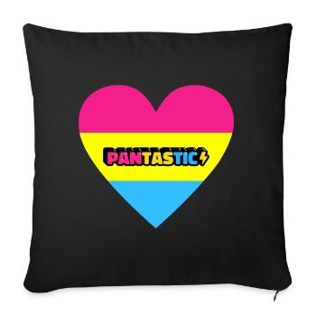 Pantastic Pansexual Regenbogen mit Herz Flagge - Sofakissenbezug 45 x 45 cm - Schwarz - Vorne