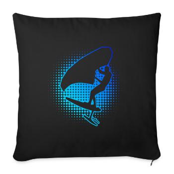 hydrofoil women men wingsurfing foilwing - Sofa pillowcase 17,3'' x 17,3'' (45 x 45 cm) - black - Front
