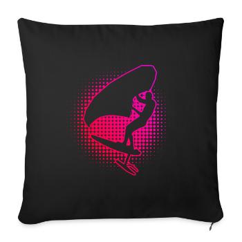 Men's hydrofoil wingfoil Women's wingsurfing - Sofa pillowcase 17,3'' x 17,3'' (45 x 45 cm) - black - Front