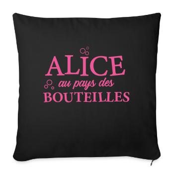 Alice au pays des bouteilles - Housse de coussin décorative 45 x 45 cm - noir - Devant
