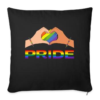LGBTQ heart hands rainbow pride - Sofa pillowcase 17,3'' x 17,3'' (45 x 45 cm) - black - Front