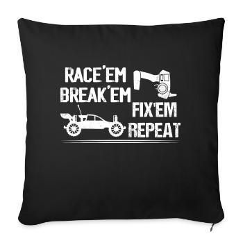 Race'em Break'em Fix'em Repeat Remote Control Mod - Sofa pillowcase 17,3'' x 17,3'' (45 x 45 cm) - black - Front