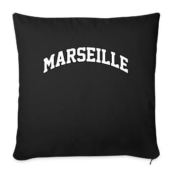 Logo Marseille : Design collégial méditerranéen - Housse de coussin décorative 45 x 45 cm - noir - Devant