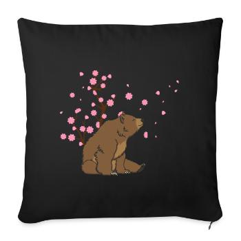 Cherry Blossom Bear Japanese Sakura Flower - Sofa pillowcase 17,3'' x 17,3'' (45 x 45 cm) - black - Front