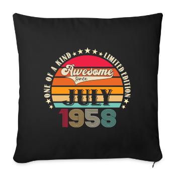 Awesome since July 1958 64th birthday Men's Fun - Sofa pillowcase 17,3'' x 17,3'' (45 x 45 cm) - black - Front