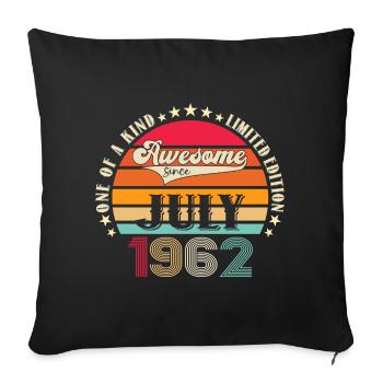Awesome since July 1962 60th Birthday Men's Fun - Sofa pillowcase 17,3'' x 17,3'' (45 x 45 cm) - black - Front