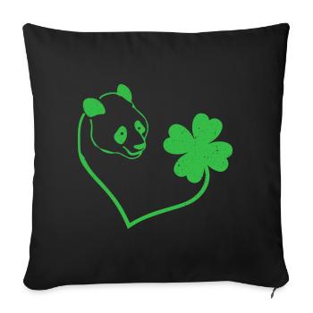Panda Shamrock Lucky Love Charm - Sofa pillowcase 17,3'' x 17,3'' (45 x 45 cm) - black - Front