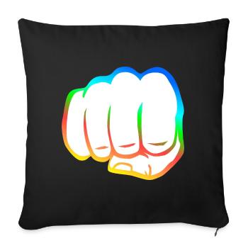 Geballte Faust bunt fist bump cool Logo Symbol - Sofakissenbezug 45 x 45 cm - Schwarz - Vorne