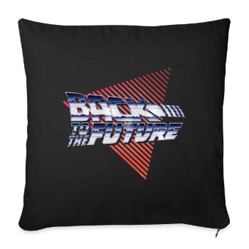 Retour Vers Le Futur Logo Rétro Argent - Housse de coussin décorative 45 x 45 cm - noir - Devant