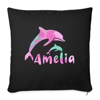 amelia, définir, coloré, nom, peinture, rose - Housse de coussin décorative 45 x 45 cm - noir - Devant