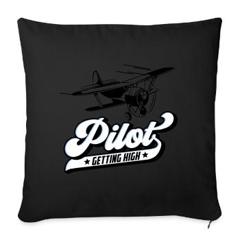 Fliegen Flieger Pilot Pilotin | Farben änderbar - Sofakissenbezug 45 x 45 cm - Schwarz - Vorne