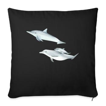 drôle de famille de dauphins - Housse de coussin décorative 45 x 45 cm - noir - Devant