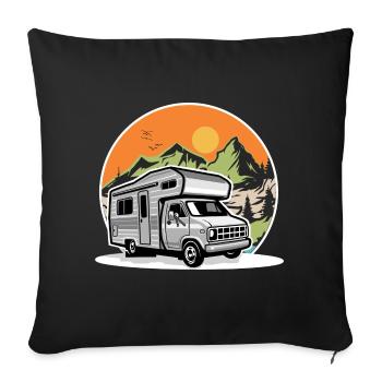 Camping Camper Campen - Sofa pillowcase 17,3'' x 17,3'' (45 x 45 cm) - black - Front