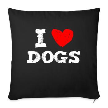 I love dogs with red heart men women - Housse de coussin décorative 45 x 45 cm - noir - Devant
