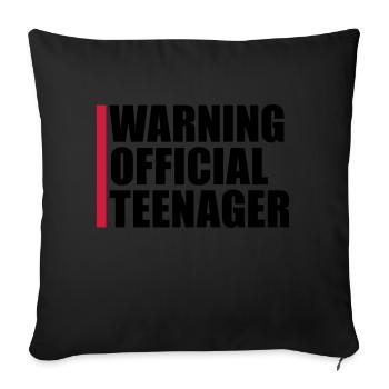 avertissement citation officielle d’adolescent - Housse de coussin décorative 45 x 45 cm - noir - Devant