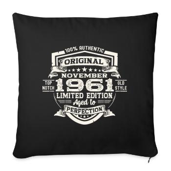 Original November 1961 61st birthday gift - Sofa pillowcase 17,3'' x 17,3'' (45 x 45 cm) - black - Front
