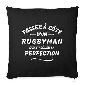 rugby, rugby sport, rugby humour - Housse de coussin décorative 45 x 45 cm - noir - Devant