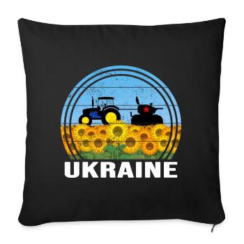 UKRAINE TRACTOR Ukrainian FRONT SUPPORT - Sofa pillowcase 17,3'' x 17,3'' (45 x 45 cm) - black - Front