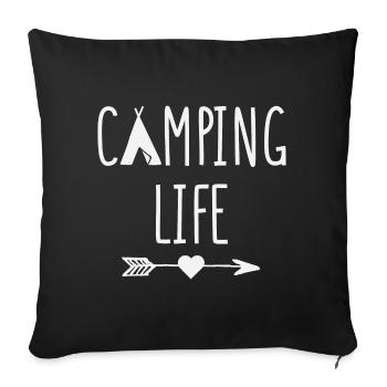 La vie en camping - Housse de coussin décorative 45 x 45 cm - noir - Devant