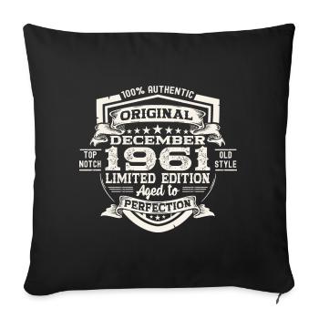 Original December 1961 61st birthday gift - Sofa pillowcase 17,3'' x 17,3'' (45 x 45 cm) - black - Front