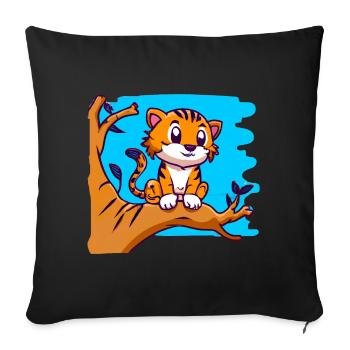 Tiger on a tree - Sofa pillowcase 17,3'' x 17,3'' (45 x 45 cm) - black - Front