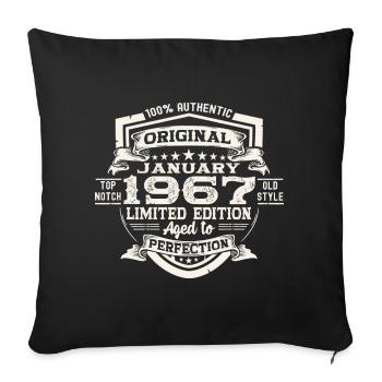 Né en 1967 Janvier 56e anniversaire Homme cadeau - Housse de coussin décorative 45 x 45 cm - noir - Devant