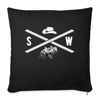 Steer Wrestling Logo, Rodeo Cowboy Bulldogging - Sofakissenbezug 45 x 45 cm - Schwarz - Vorne