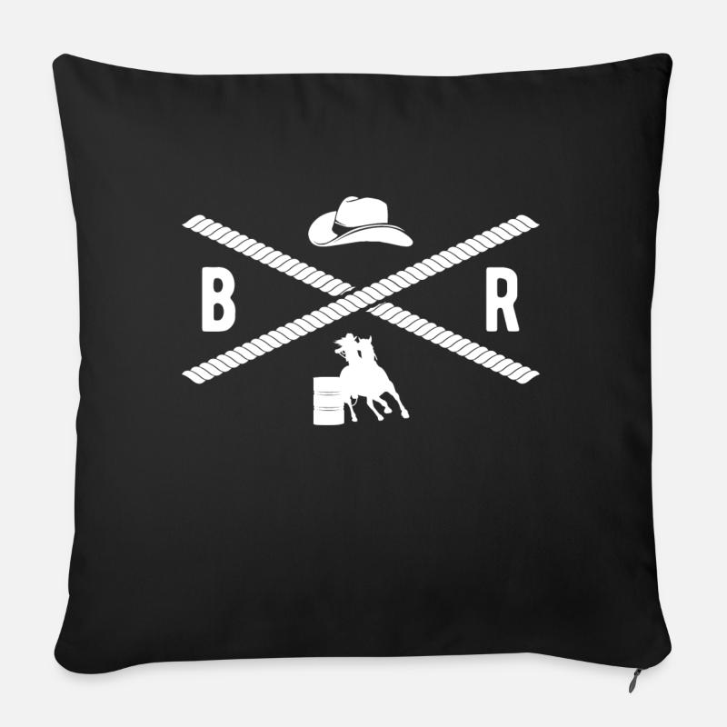 Barrel Racer Logo, Rodeo Barrel Racing - Sofakissenbezug 45 x 45 cm - Schwarz