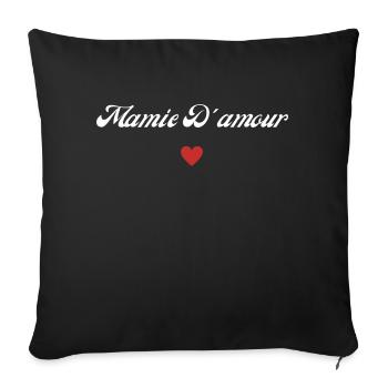 mamie d'amour - Housse de coussin décorative 45 x 45 cm - noir - Devant