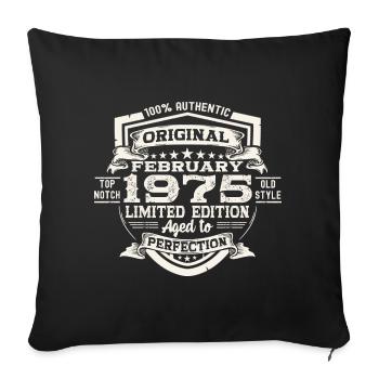 Février né 1975 48ème anniversaire cadeau homme - Housse de coussin décorative 45 x 45 cm - noir - Devant