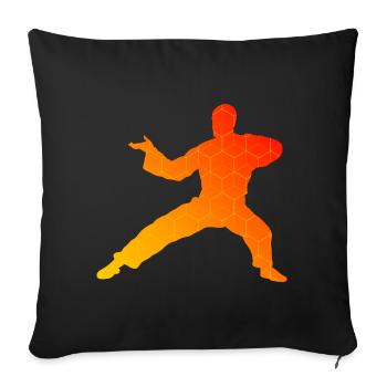Wushu Kungfu Kung Fu Femmes Arts Martiaux Hommes - Housse de coussin décorative 45 x 45 cm - noir - Devant
