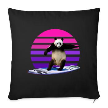 Panda Surfer - Sofa pillowcase 17,3'' x 17,3'' (45 x 45 cm) - black - Front