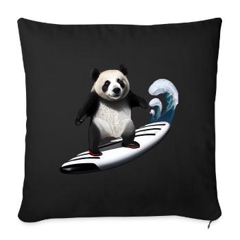 Panda Surfer - Sofa pillowcase 17,3'' x 17,3'' (45 x 45 cm) - black - Front