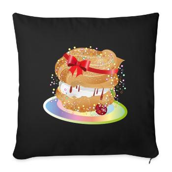 A filled cream puff with a gift bow - Sofa pillowcase 17,3'' x 17,3'' (45 x 45 cm) - black - Front