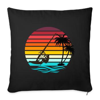 Windsurfer - Rétro Vintage Sunset - Housse de coussin décorative 45 x 45 cm - noir - Devant
