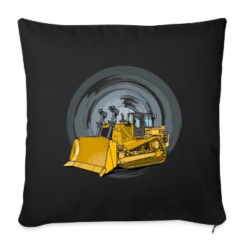 Bulldozers, bulldozers, track scrapers - Sofa pillowcase 17,3'' x 17,3'' (45 x 45 cm) - black - Front