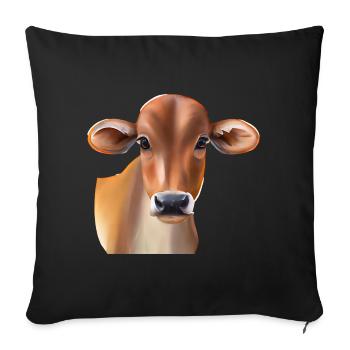 Vache suisse brune - Housse de coussin décorative 45 x 45 cm - noir - Devant