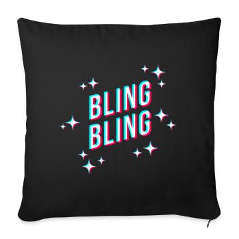 bling bling funkelnde sterne spruch sticker cool - Sofakissenbezug 45 x 45 cm - Schwarz - Vorne