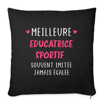 Meilleure Educatrice sportif - Housse de coussin décorative 45 x 45 cm - noir - Devant