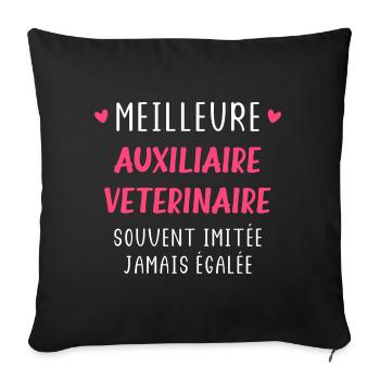 Meilleure auxiliaire vétérinaire - Housse de coussin décorative 45 x 45 cm - noir - Devant
