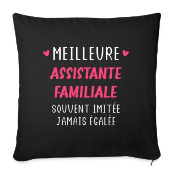 Meilleure assistante familiale - Housse de coussin décorative 45 x 45 cm - noir - Devant