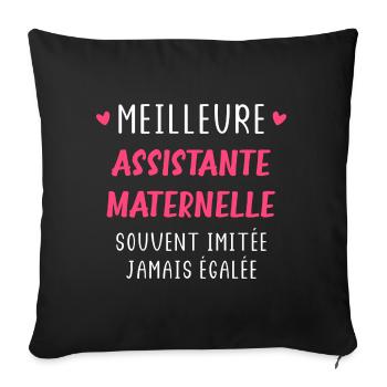 Meilleure assistante maternelle - Housse de coussin décorative 45 x 45 cm - noir - Devant