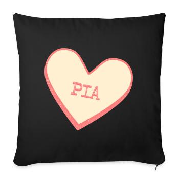 Pia Surname First Name Pink Sugar Heart - Sofa pillowcase 17,3'' x 17,3'' (45 x 45 cm) - black - Front